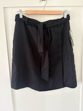 RW&CO Linen Blend Button‑Front Mini Skirt NWT Sz 10 minimalist closet staple